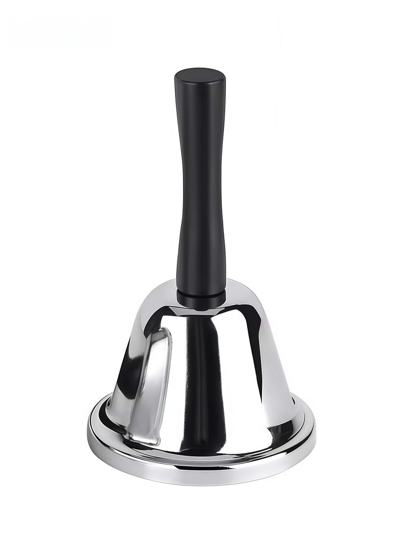 Loud Hand Bell, Silver Steel Hand Bells for Adults, Dinner Bells for Inside Classroom Bell, for Food Line, Alarm, Jingles, Ringing(Silver) - Image 1